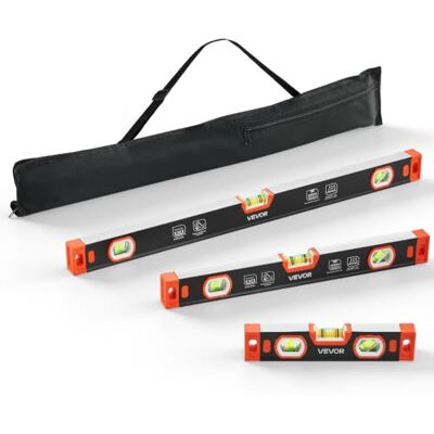 VEVOR Nivel de Burbuja Magnético de Aluminio, Juego de 3 Piezas 22,5/40/60 cm, Herramienta de Nivelación con 3 Burbujas, Ranura en V, Orificio para Colgar, Bolsa para Construcción Bricolaje y Hogar VEVOR Nivel de Burbuja Magnético de Aluminio, Juego de 3 Piezas 22,5/40/60 cm, Herramienta de Nivelación con 3 Burbujas, Ranura en V, Orificio para Colgar, Bolsa para Construcción Bricolaje y Hogar