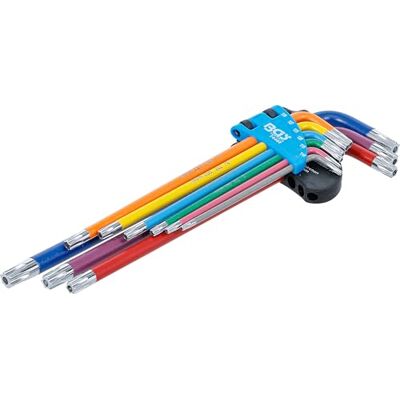 BGS Juego de llaves allen multicolor extra larga perfil en T (para Torx) con perforación T10 T50 9 piezas BGS Juego de llaves allen multicolor extra larga perfil en T (para Torx) con perforación T10 T50 9 piezas