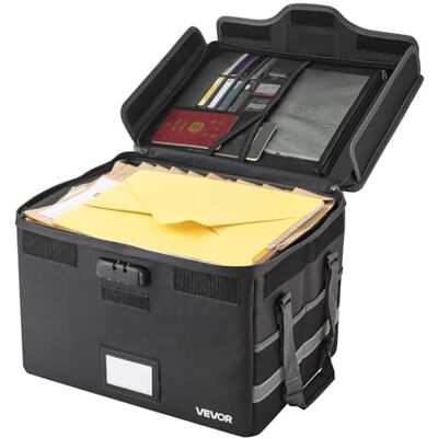 VEVOR Maletín Ignífugo para Documentos, Impermeable, con Aislamiento Térmico 1000 °C y Cerradura, Una Sola Capa, para Pasaportes, Documentos Importantes y Archivos, Negro, 330 x 405 x 262 mm VEVOR Maletín Ignífugo para Documentos, Impermeable, con Aislamiento Térmico 1000 °C y Cerradura, Una Sola Capa, para Pasaportes, Documentos Importantes y Archivos, Negro, 330 x 405 x 262 mm