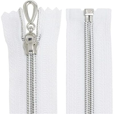AERZETIX Juego de 10 Cremalleras en espiral N°5 50cm separable autoblocante malla en nylon plata tirador cursor en metal color blanco mercería AERZETIX Juego de 10 Cremalleras en espiral N°5 50cm separable autoblocante malla en nylon plata tirador cursor en metal color blanco mercería
