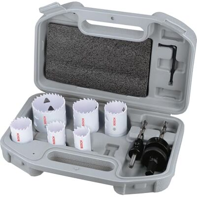 Bosch Juego de 9 sierras perforadoras roscadas para multimaterial (para acero, paneles de yeso, Ø 24, 27, 32, 35, 40, 52 mm, accesorios profesionales) Bosch Juego de 9 sierras perforadoras roscadas para multimaterial (para acero, paneles de yeso, Ø 24, 27, 32, 35, 40, 52 mm, accesorios profesionales)
