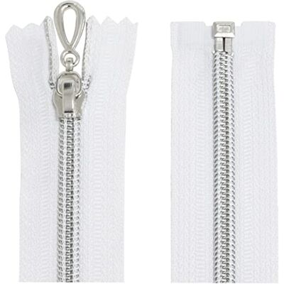 AERZETIX Juego de 2 Cremalleras en espiral N°5 70cm separable autoblocante malla en nylon plata tirador cursor en metal color blanco mercería AERZETIX Juego de 2 Cremalleras en espiral N°5 70cm separable autoblocante malla en nylon plata tirador cursor en metal color blanco mercería