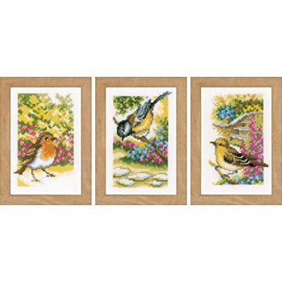Vervaco Miniaturas Pájaros Aida Set de 3 Bordados - Pack de Punto Cruz Vervaco Miniaturas Pájaros Aida Set de 3 Bordados - Pack de Punto Cruz