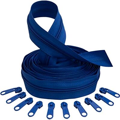 AERZETIX C62656x5-C62815x10 Kit de cremallera espiral 5m N°5 color: azul real + 10 cursores N°5 no bloqueable color: azul real en nylon/metal merceria AERZETIX C62656x5-C62815x10 Kit de cremallera espiral 5m N°5 color: azul real + 10 cursores N°5 no bloqueable color: azul real en nylon/metal merceria