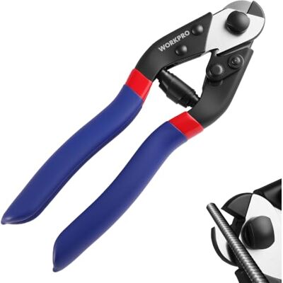 WORKPRO Cortacables 190mm para Acero, Cobre y Aluminio Mango Antideslizante, Herramienta Profesional Para Corte De Cables Metálicos WORKPRO Cortacables 190mm para Acero, Cobre y Aluminio Mango Antideslizante, Herramienta Profesional Para Corte De Cables Metálicos