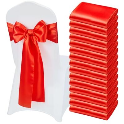 VEVOR Fajas de Satén para Silla 50 Piezas, Lazos para Sillas 275 x 17 cm, Bandas para Sillones de Material Suave, para Decoración de Bodas, Fiestas, Ceremonias, Fiesta de Nacimiento, Banquetes, Rojo VEVOR Fajas de Satén para Silla 50 Piezas, Lazos para Sillas 275 x 17 cm, Bandas para Sillones de Material Suave, para Decoración de Bodas, Fiestas, Ceremonias, Fiesta de Nacimiento, Banquetes, Rojo