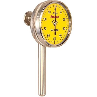 Starrett 196 MB1 universal Dial Indicador, Dial de émbolo de espalda, Amarillo, 0 – 100 Lectura, rango 0 – 5 mm, graduación de 0,02 mm Starrett 196 MB1 universal Dial Indicador, Dial de émbolo de espalda, Amarillo, 0 – 100 Lectura, rango 0 – 5 mm, graduación de 0,02 mm