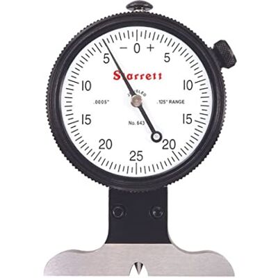 Starrett 643 Indicador de profundidad de la marca, rango de 0 – 0,125 pulgadas, graduación de 0,0005 pulgadas, con funda, 1 Grado para la primera precisión de 2 1/2 REVS Starrett 643 Indicador de profundidad de la marca, rango de 0 – 0,125 pulgadas, graduación de 0,0005 pulgadas, con funda, 1 Grado para la primera precisión de 2 1/2 REVS