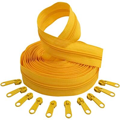 AERZETIX C62718x5-C62808x10 Kit de cremallera espiral 5m N°5 color: amarillo pato + 10 cursores N°5 no bloqueable color: amarillo pato en nylon/metal merceria AERZETIX C62718x5-C62808x10 Kit de cremallera espiral 5m N°5 color: amarillo pato + 10 cursores N°5 no bloqueable color: amarillo pato en nylon/metal merceria