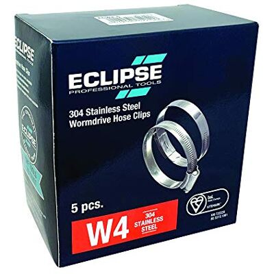ECLIPSE Professional Tools W4 Caja de 5 abrazaderas de acero inoxidable 304 de tornillo sinfín de 90-120mm (3 ½" 4 ¾") ECLIPSE Professional Tools W4 Caja de 5 abrazaderas de acero inoxidable 304 de tornillo sinfín de 90-120mm (3 ½" 4 ¾")