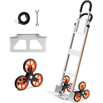 VEVOR Carretilla de Mano Plegable con Asa Telescópica, Carga Máxima 150 kg, Carro Sube Escaleras Marco Resistente de Aleación de Aluminio con 6 Ruedas y 2 Cuerdas, para Oficina Compra Hogar y Almacén VEVOR Carretilla de Mano Plegable con Asa Telescópica, Carga Máxima 150 kg, Carro Sube Escaleras Marco Resistente de Aleación de Aluminio con 6 Ruedas y 2 Cuerdas, para Oficina Compra Hogar y Almacén