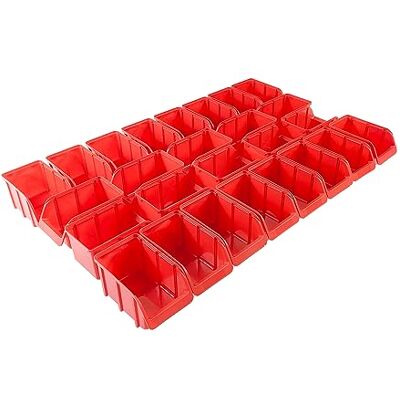 hünersdorff Kit 26 gavetas de almacenamiento apilables, Cajas de almacenaje, Organizador para herramientas, gran estabilidad dimensional y capacidad de carga,de polipropileno (PP), tamaño 3, rojo hünersdorff Kit 26 gavetas de almacenamiento apilables, Cajas de almacenaje, Organizador para herramientas, gran estabilidad dimensional y capacidad de carga,de polipropileno (PP), tamaño 3, rojo