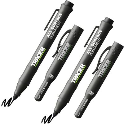 Tracer Juego de marcadores de construcción negros sin obstrucciones con fundas de sitio (marcadores multiusos perfectos para superficies brillantes y polvorientas). Paquete de 2 unidades. Negro Tracer Juego de marcadores de construcción negros sin obstrucciones con fundas de sitio (marcadores multiusos perfectos para superficies brillantes y polvorientas). Paquete de 2 unidades. Negro