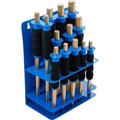 BGS Juego de botadores/granetes/cinceles planos con protección para la mano 13 piezas BGS Juego de botadores/granetes/cinceles planos con protección para la mano 13 piezas