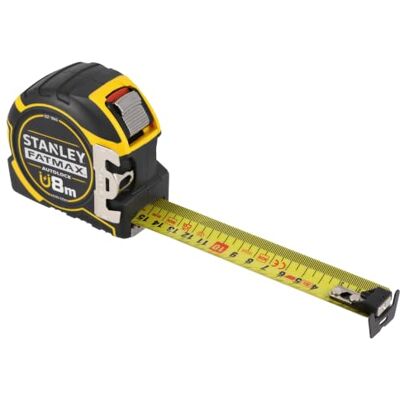 Stanley FATMAX Cinta métrica con bloqueo automático de 8m, Hoja duradera de 32 mm de ancho, gancho Tru-Zero, precisión Clase II, clip para cinturón integrado Stanley FATMAX Cinta métrica con bloqueo automático de 8m, Hoja duradera de 32 mm de ancho, gancho Tru-Zero, precisión Clase II, clip para cinturón integrado