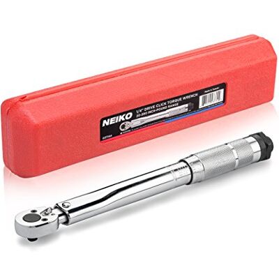 Neiko 0A Llave dinamométrica ajustable de 1/4 pulgadas SAE Acero al cromo vanadio de 20-200 pulgadas 10.75 pulgadas de longitud Neiko 0A Llave dinamométrica ajustable de 1/4 pulgadas SAE Acero al cromo vanadio de 20-200 pulgadas 10.75 pulgadas de longitud