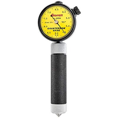 Starrett Millimetre Medidor de lectura de avellanado con esfera amarilla, ángulo de 90 grados, rango de 4 a 9 mm Starrett Millimetre Medidor de lectura de avellanado con esfera amarilla, ángulo de 90 grados, rango de 4 a 9 mm