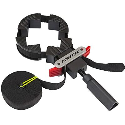 POWERTEC Abrazadera de banda de liberación rápida Soporte de correa de sujeción para marco de carpintería, verde, amarillo POWERTEC Abrazadera de banda de liberación rápida Soporte de correa de sujeción para marco de carpintería, verde, amarillo
