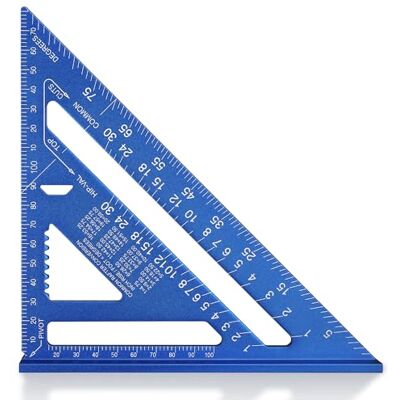 WORKPRO Escuadra de Carpintería 180mm de Aluminio con Escala Láser Regla Triangular Métrica para Medición, Marcado, Trazado de Ángulos y Carpintería WORKPRO Escuadra de Carpintería 180mm de Aluminio con Escala Láser Regla Triangular Métrica para Medición, Marcado, Trazado de Ángulos y Carpintería