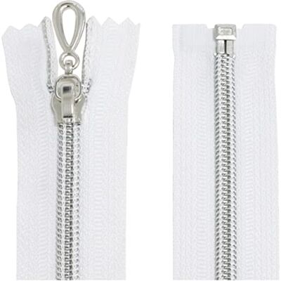 AERZETIX Juego de 10 Cremalleras en espiral N°5 55cm separable autoblocante malla en nylon plata tirador cursor en metal color blanco mercería AERZETIX Juego de 10 Cremalleras en espiral N°5 55cm separable autoblocante malla en nylon plata tirador cursor en metal color blanco mercería