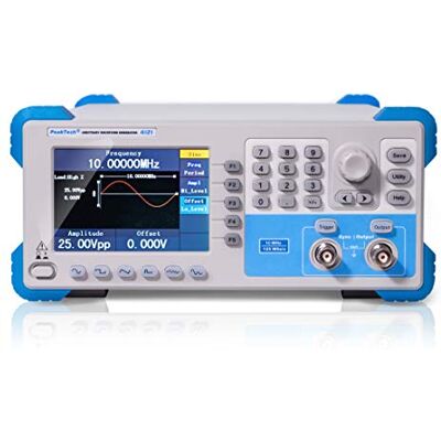 PeakTech , P 4121 2CH generador de funciones arbitrarias, 1 µhz, 10 Mhz, gran pantalla digital TFT de 10 Cm (4 "), editor de formas de onda integrado, frecuencia de muestreo de 125 MS/S PeakTech , P 4121 2CH generador de funciones arbitrarias, 1 µhz, 10 Mhz, gran pantalla digital TFT de 10 Cm (4 "), editor de formas de onda integrado, frecuencia de muestreo de 125 MS/S
