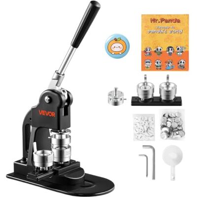 VEVOR Máquina para Hacer Chapas 32 mm Prensa de Pines de Metal y Plástico para Personalizar Regalos, Llaveros, Imanes de Nevera, 500 Conjuntos de Botones, Cortador Circular, Llave Hexagonal, Negro VEVOR Máquina para Hacer Chapas 32 mm Prensa de Pines de Metal y Plástico para Personalizar Regalos, Llaveros, Imanes de Nevera, 500 Conjuntos de Botones, Cortador Circular, Llave Hexagonal, Negro