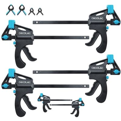 Cecotec Sargentos de Barra 10 Piezas StrongComfort 360 Instant. Liberación y Presión Rápida, Hasta 70kg de Fuerza, Cabezal Extraíble Bidireccional, Nylon Reforzado, Incluye Pinzas con Almohadillas Cecotec Sargentos de Barra 10 Piezas StrongComfort 360 Instant. Liberación y Presión Rápida, Hasta 70kg de Fuerza, Cabezal Extraíble Bidireccional, Nylon Reforzado, Incluye Pinzas con Almohadillas