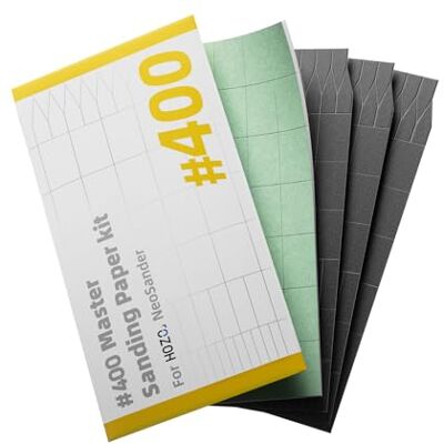 HOZO NeoSander Papel de lija maestro de espuma de grano 400, 4 piezas de papel de lija (3 estándar + 1 respaldo de espuma), para una rápida eliminación de materiales, dar forma y preparación de HOZO NeoSander Papel de lija maestro de espuma de grano 400, 4 piezas de papel de lija (3 estándar + 1 respaldo de espuma), para una rápida eliminación de materiales, dar forma y preparación de