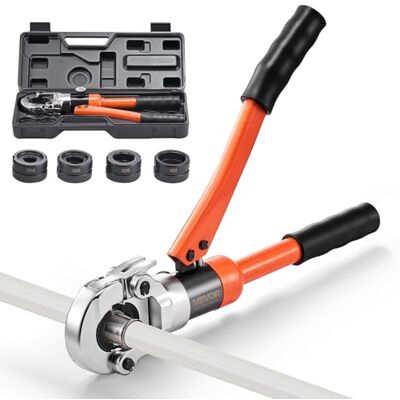VEVOR Alicates de Prensa Hidráulica de Tuberías, Herramienta de Prensado para Tubos PEX y Aluminio-plástico con 4 Mordazas U16, U20, U25, U32 y Estuche, para Reparación, Instalación de Fontanería VEVOR Alicates de Prensa Hidráulica de Tuberías, Herramienta de Prensado para Tubos PEX y Aluminio-plástico con 4 Mordazas U16, U20, U25, U32 y Estuche, para Reparación, Instalación de Fontanería