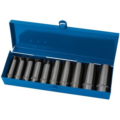 Draper Expert 10 piezas 1,27 cm para muesca cuadrada Hi-métricas de impacto profundo juego de llaves de vaso en una caja de Metal Draper Expert 10 piezas 1,27 cm para muesca cuadrada Hi-métricas de impacto profundo juego de llaves de vaso en una caja de Metal