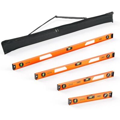 VEVOR Nivel de Burbuja Magnético de Aluminio, Juego de 4 Piezas 40/60/90/120 cm, Herramienta de Nivelación con 3 Burbujas, Estructura en I y Orificio para Colgar, Uso en Construcción Bricolaje Hogar VEVOR Nivel de Burbuja Magnético de Aluminio, Juego de 4 Piezas 40/60/90/120 cm, Herramienta de Nivelación con 3 Burbujas, Estructura en I y Orificio para Colgar, Uso en Construcción Bricolaje Hogar
