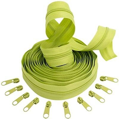 AERZETIX C62523x5-C62592x10 Kit de cremallera espiral 5m N°3 color: verde lima + 10 cursores N°3 no bloqueable color: verde lima en metal merceria costura ropa AERZETIX C62523x5-C62592x10 Kit de cremallera espiral 5m N°3 color: verde lima + 10 cursores N°3 no bloqueable color: verde lima en metal merceria costura ropa