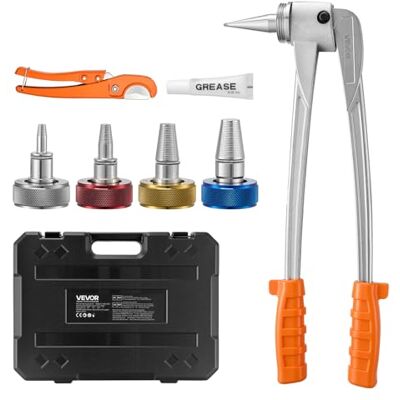 VEVOR Herramienta Expansor de Tubos PEX, Kit Manual para Expandir Tubería con 4 Cabezales de Expansión de 9,52 a 25,4 mm con Cortatubos, Lubricante para Instalaciones de Sistemas de Agua y Calefacción VEVOR Herramienta Expansor de Tubos PEX, Kit Manual para Expandir Tubería con 4 Cabezales de Expansión de 9,52 a 25,4 mm con Cortatubos, Lubricante para Instalaciones de Sistemas de Agua y Calefacción