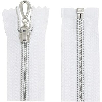 AERZETIX Juego de 10 Cremalleras en espiral N°5 65cm separable autoblocante malla en nylon plata tirador cursor en metal color blanco mercería AERZETIX Juego de 10 Cremalleras en espiral N°5 65cm separable autoblocante malla en nylon plata tirador cursor en metal color blanco mercería