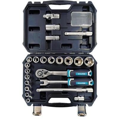 ECLIPSE Professional Tools ESS24PSM Juego de llaves de vaso métricas de 1/2 pulgadas (24 piezas) ECLIPSE Professional Tools ESS24PSM Juego de llaves de vaso métricas de 1/2 pulgadas (24 piezas)