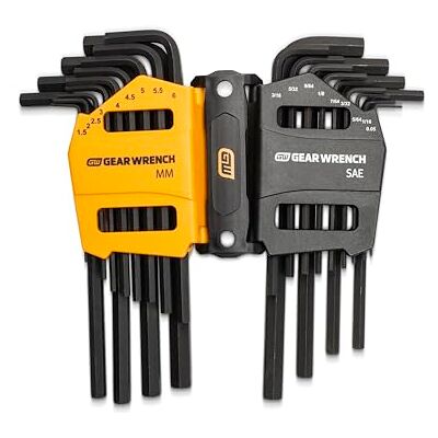 GEARWRENCH Juego de llaves hexagonales SAE/Métricas de brazo largo, acero de aleación de 26 piezas GEARWRENCH Juego de llaves hexagonales SAE/Métricas de brazo largo, acero de aleación de 26 piezas