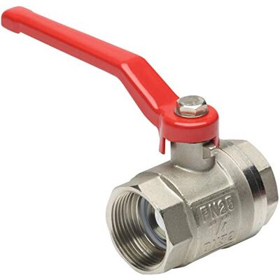 Meister Válvula de Bola – 39,59 mm IG – con Palanca de Acero Larga y Paso Completo – Rosca Interior de Doble Cara – latón Grifo / Rojo Meister Válvula de Bola – 39,59 mm IG – con Palanca de Acero Larga y Paso Completo – Rosca Interior de Doble Cara – latón Grifo / Rojo