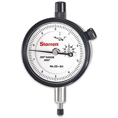 Starrett : Indicador de dial, diámetro de la vástago de 0,94 cm, parte trasera de la abrazadera, esfera blanca, lectura de 0 – 10, diámetro de la esfera, rango de 0 – 0,2 cm, graduación de 0,0001 pulgadas. Starrett : Indicador de dial, diámetro de la vástago de 0,94 cm, parte trasera de la abrazadera, esfera blanca, lectura de 0 – 10, diámetro de la esfera, rango de 0 – 0,2 cm, graduación de 0,0001 pulgadas.