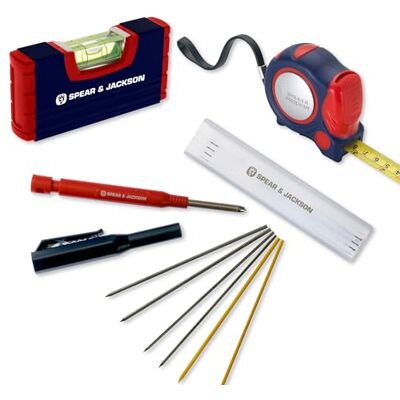 Jackson Juego de Marcado y Medición 3 Piezas – Lápiz de Agujero Profundo, Nivel de Bolsillo 100mm y Cinta Métrica 5m – Herramientas Precisas para Profesionales y Bricolaje Jackson Juego de Marcado y Medición 3 Piezas – Lápiz de Agujero Profundo, Nivel de Bolsillo 100mm y Cinta Métrica 5m – Herramientas Precisas para Profesionales y Bricolaje