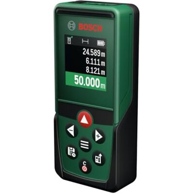 Bosch Medidor láser PLM50-23 (mide hasta 50 m, funciones integradas para longitud, área y volumen, pantalla en color de alta calidad, 10 espacios de memoria) Bosch Medidor láser PLM50-23 (mide hasta 50 m, funciones integradas para longitud, área y volumen, pantalla en color de alta calidad, 10 espacios de memoria)