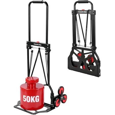 YEAUPE PRO Carretilla Plegable, Carretilla de Mano – Ruedas Grandes TPR Reforzadas, Mango Telescópico Ajustable, Incluye 2 Cuerdas Elásticas, Ideal para Subir y Bajar, 50kg Sube escaleras – Negro YEAUPE PRO Carretilla Plegable, Carretilla de Mano – Ruedas Grandes TPR Reforzadas, Mango Telescópico Ajustable, Incluye 2 Cuerdas Elásticas, Ideal para Subir y Bajar, 50kg Sube escaleras – Negro
