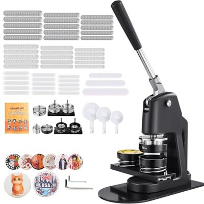 VEVOR Máquina para Hacer Insignias de 32/58/75 mm, Máquina para Fabricar Chapas 300 Juegos de Botones, Mango Ergonómico Reforzado, para Crear Insignias, Pines Personalizados, Llaveros, Chapas, Negro VEVOR Máquina para Hacer Insignias de 32/58/75 mm, Máquina para Fabricar Chapas 300 Juegos de Botones, Mango Ergonómico Reforzado, para Crear Insignias, Pines Personalizados, Llaveros, Chapas, Negro