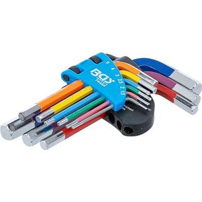 BGS Juego de llaves allen multicolor corto hexágono interior 1,5-10 mm 9 piezas BGS Juego de llaves allen multicolor corto hexágono interior 1,5-10 mm 9 piezas