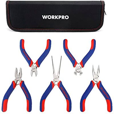 WORKPRO Juego de 5 Mini Alicates de Precisión con Bolsa de Almacenamiento WORKPRO Juego de 5 Mini Alicates de Precisión con Bolsa de Almacenamiento