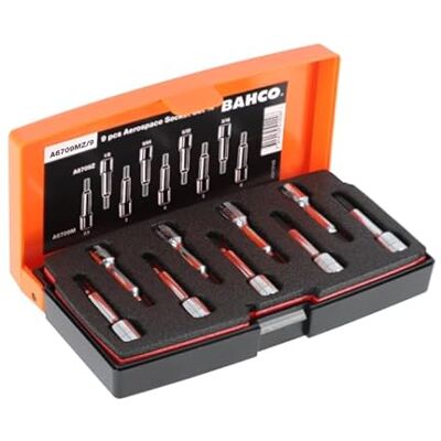 Bahco Juego de vasos largos de 1/4' para tornillos de cabeza hexagonal métricos e imperiales 9 piezas/caja Bahco Juego de vasos largos de 1/4' para tornillos de cabeza hexagonal métricos e imperiales 9 piezas/caja
