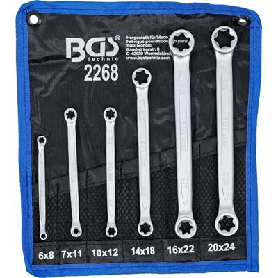 BGS Juego de llaves de estrella dobles con cabezas E-Torx E6 x E8 E20 x E24 6 piezas BGS Juego de llaves de estrella dobles con cabezas E-Torx E6 x E8 E20 x E24 6 piezas