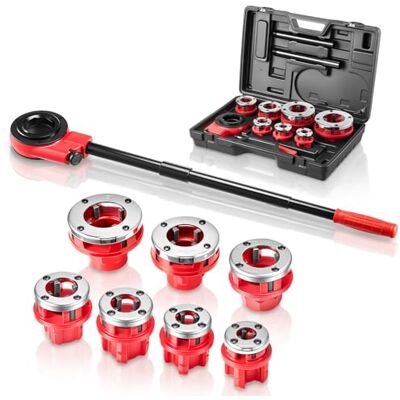 VEVOR Kit de Roscado de Tuberías con Trinquete, Roscadora Manual para Tubos con Trinquete, Juego de Terrajas con 7 Medidas BSPT, Mango y Maletín Portátil para Instalación y Reparación de Tuberías VEVOR Kit de Roscado de Tuberías con Trinquete, Roscadora Manual para Tubos con Trinquete, Juego de Terrajas con 7 Medidas BSPT, Mango y Maletín Portátil para Instalación y Reparación de Tuberías