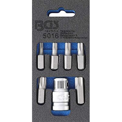 BGS Juego de puntas de destornilladores entrada 10 mm (3/8") perfil en T (para Torx) 7 piezas BGS Juego de puntas de destornilladores entrada 10 mm (3/8") perfil en T (para Torx) 7 piezas