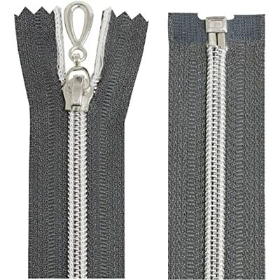 AERZETIX Juego de 2 Cremalleras en espiral N°5 40cm separable autoblocante malla en nylon plata tirador cursor en metal color gris oscuro mercería AERZETIX Juego de 2 Cremalleras en espiral N°5 40cm separable autoblocante malla en nylon plata tirador cursor en metal color gris oscuro mercería