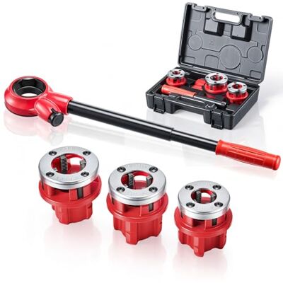 VEVOR Kit de Roscado de Tuberías con Trinquete, Roscadora Manual para Tubos con Trinquete, Juego de Terrajas con 3 Medidas BSPT, Mango y Maletín Portátil para Reparación y Instalación de Tuberías VEVOR Kit de Roscado de Tuberías con Trinquete, Roscadora Manual para Tubos con Trinquete, Juego de Terrajas con 3 Medidas BSPT, Mango y Maletín Portátil para Reparación y Instalación de Tuberías
